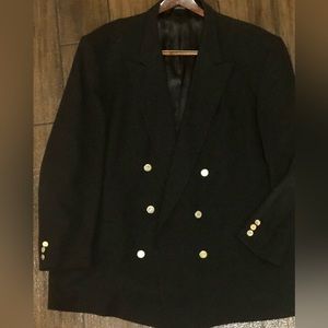Black vintage Le Baron 100% Wool double breasted sport coat 48 regular